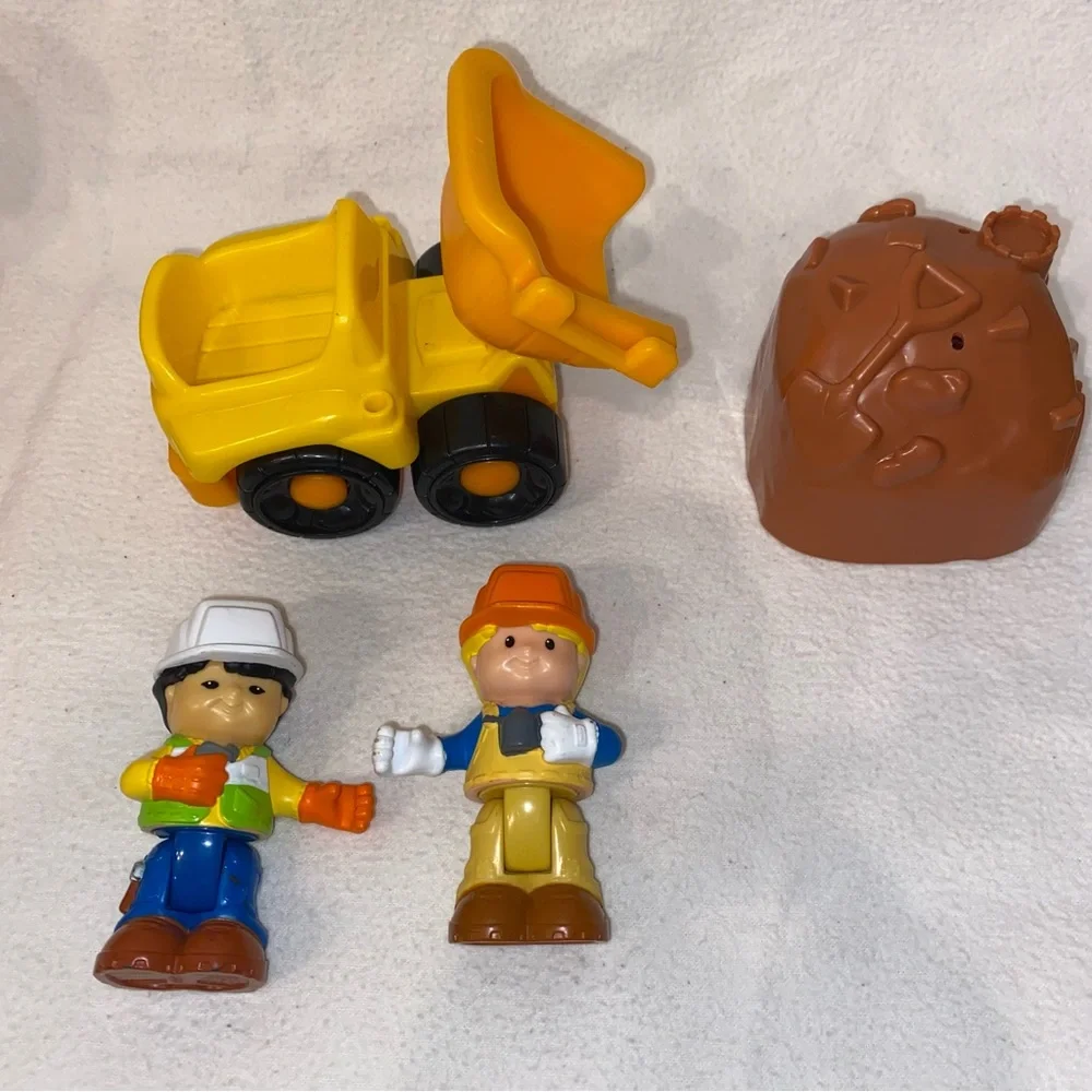 Little People construction trucks people and rock set Fisher Price